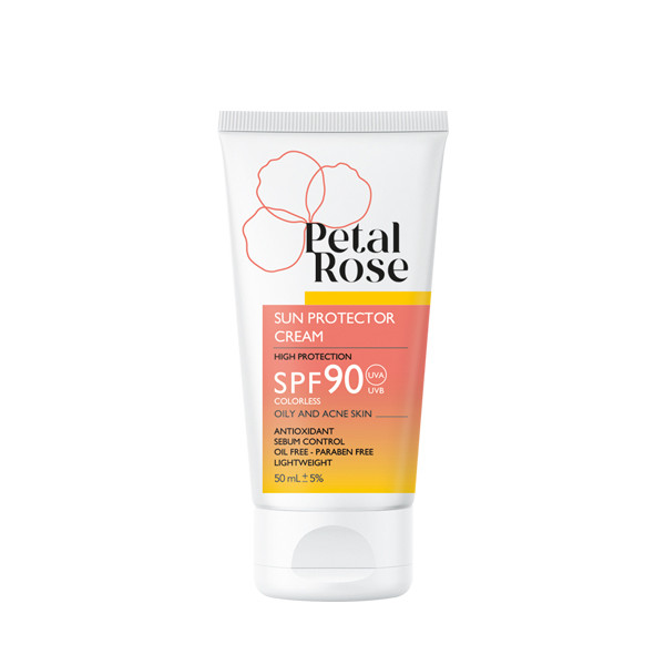 کرم ضدآفتاب پتال رز مناسب پوست چرب و مستعد جوش SPF90 (بدون رنگ) 50mL